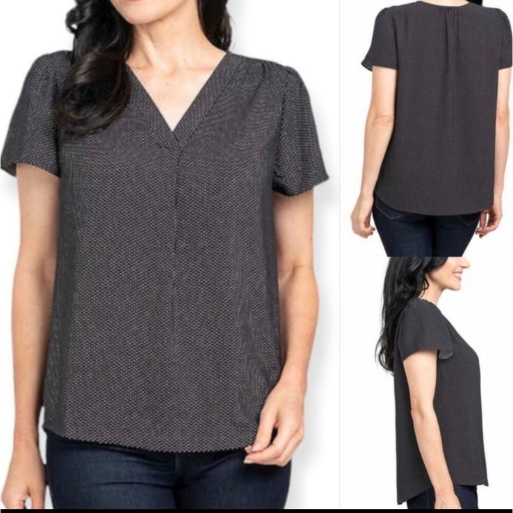 NEW Polka Dot Hilary Radley Ladies Split Neck Blouse Top Shirt